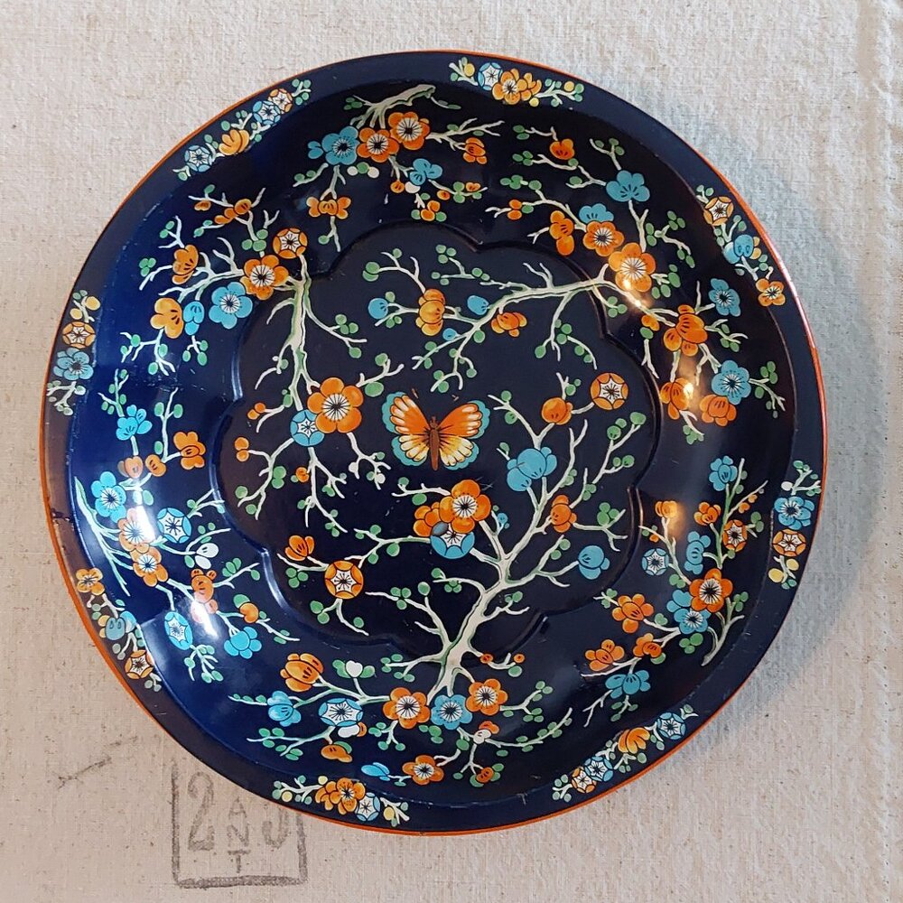 Vintage Daher Decorated Ware Butterfly Tin